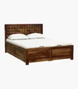 Turon Sheesham Wood Queen Size Bed with Hydraulic Box Storage (Provincial Teak Finish) - Image 4