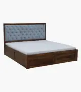 Trleans Sheesham Wood Queen Size Bed with Box Storage (Provincial Teak Finish) - Image 4
