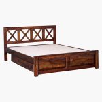 Kryss Sheesham Wood Queen Size Bed In Scratch Resistant Provincial Teak Finish With Drawer Storage - Image 4