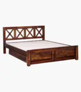 Krysys Sheesham Wood Queen Size Bed with Drawer Storage (Provincial Teak Finish) - Image 4