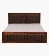 Dyjon Sheesham Wood Queen Size Bed with Box Storage (Honey Oak Finish) - Image 4