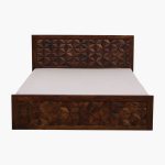 Baarn Sheesham Wood Queen Size Bed in Provincial Teak Finish With Box Storage - Image 4