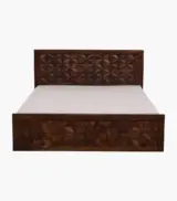 Bairon Sheesham Wood Queen Size Bed with Box Storage (Provincial Teak Finish) - Image 4