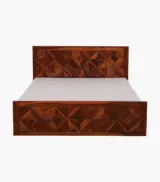 Chez Sheesham Wood Queen Size Bed with Box Storage (Honey Oak Finish) - Image 4