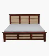 Adolf Sheesham Wood Queen Size Bed with Box Storage (Honey Oak Finish) - Image 4