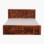 Bairon Sheesham Wood Queen Size Bed with Box Storage (Honey Oak Finish) - Image 3