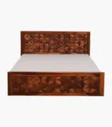 Bairon Sheesham Wood Queen Size Bed with Box Storage (Honey Oak Finish) - Image 3