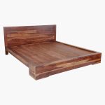 Osage Sheesham Wood Platform Queen Size Bed in Walnut Finish - Image 4
