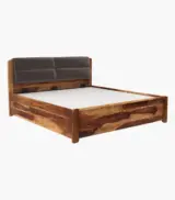 Ntopia Sheesham Wood Queen Size Bed with Hydraulic Box Storage (Natural Brown Finish) - Image 4