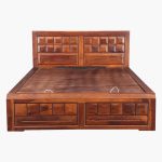 Woodrow Queen Size Bed with Hydraulic storage in Honey Colour - Image 3