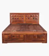 Woodrows Sheesham Wood Queen Size Bed with Hydraulic Box storage (Honey Finish) - Image 3