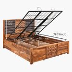 Hulk Sheesham Wood Queen Size Bed in Walnut Finish with Hydraulic Storage - Image 4