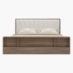Cassandra Queen Size Upholstered Bed in Bella Noce & Glossy White Colour with Hydraulic Storage - Image 4