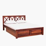 Kryss Sheesham Wood Queen Size Bed in Scratch Resistant Honey Oak Finish With Drawer Storage - Image 4