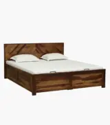 Furion Sheesham Wood Queen Size Bed with Hydraulic Box Storage (Provincial Teak Finish) - Image 4