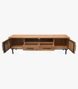 Jaydon Solid Mango Wood with Metal Stand Floor Standing TV Unit (Natural Finish) - Image 5