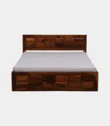 Arcamia Sheesham Wood King Size Bed with Box Storage (Brown Finish) - Image 4