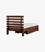 Strigen Sheesham Wood Single Bed with Drawer Storage (Provincial Teak Finish) - Image 4
