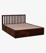 Eyva Sheesham Wood King Size Bed with Box Storage (Honey Oak Finish) - Image 4
