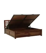 Sengovia Sheesham Wood King Size Bed with Hydraulic Box Storage (Provincial Teak Finish) - Image 4