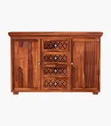 Clambrey Sheesham Wood Sideboard and Cabinet (Honey Finish) - Image 4
