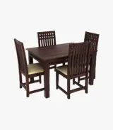 Arolph Sheesham Wood 4 Seater Dining Table Set (Walnut Finish) - Image 4