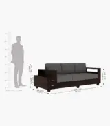 Solake Sheesham Wood 3 Seater Sofa with Side Drawer Storage (Walnut Finish) - Image 4