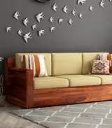 Merriott Sheesham Wood Sofa Set with 3+1+1 Seating (Honey Finish) - Image 2