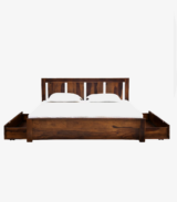 Amerillo Sheesham Wood King Size Bed with Drawer Storage (Provincial Teak Finish) - Image 4