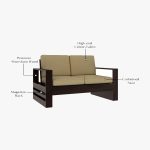 Winster 2 Seater Wooden Sofa (Walnut Irish Cream) - Image 4