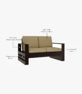 Wonster Sheesham Wood 2 Seater Sofa Set (Walnut Finish) - Image 4