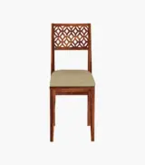 Clambrey Sheesham Wood Compact Size 4 Seater Cushioned Dining Table Set (Honey Finish) - Image 3