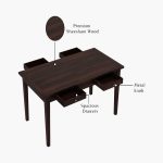 Mcbeth Sheesham Wood 6 Seater Dining Set with Drawer Storage (Walnut Finish) - Image 4