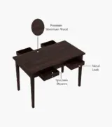 Mcboth Sheesham Wood 6 Seater Cushioned Dining Table Set with Drawer Storage (Walnut Finish) - Image 4