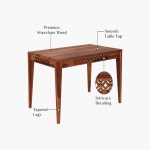 Cambrey 6 Seater Dining Set with Cushioned Chair (Honey Finish) - Image 4