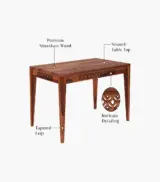 Clambrey Sheesham Wood 6 Seater Cushioned Dining Table Set (Honey Finish) - Image 4