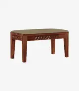 Clambrey Sheesham Wood 4 Seater Cushioned Dining Table Set with Bench (Honey Finish) - Image 4