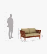 Raidon Sheesham Wood 2 Seater Sofa (Honey Finish) - Image 4