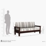 Quartz Printed Fabric Wooden Sofa Set (Walnut Cream Stripe) - Image 4