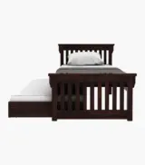 Cendra Sheesham Wood Single Bed with Trundle Bed (Walnut Finish) - Image 4