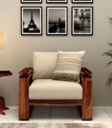 Medic Sheesham Wood Sofa Set with 3+1+1 Seating Cane and Brass Detailing (Honey Finish) - Image 4