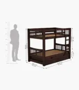 Beckry Sheesham Wood Bunk Bed with Drawer Storage (Walnut Finish) - Image 4