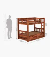 Beckry Sheesham Wood Bunk Bed with Drawer Storage (Honey Finish) - Image 4