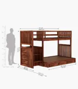 Chesehire Sheesham Wood Bunk Bed with Drawer Storage (Honey Finish) - Image 4