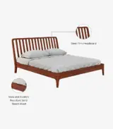 Purely Sheesham Wood King Size Bed without Storage (Honey Oak Finish) - Image 5
