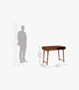 Lyntain Sheesham Wood Computer Table with Drawer and Open Storage (Honey Finish) - Image 4