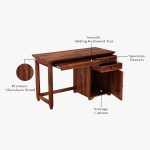 Cambrey Study Table with Two Drawers and Cabinet (Honey Finish) - Image 4