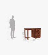 Tranvis Sheesham Wood Computer Table with Drawer Storage (Honey Finish) - Image 4