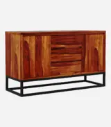 Roay Sheesham Wood Sideboard and Cabinet (Honey Finish) - Image 4