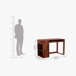 Alkin Study Table with Keyboard Tray and Side Storage (Honey Finish) - Image 4